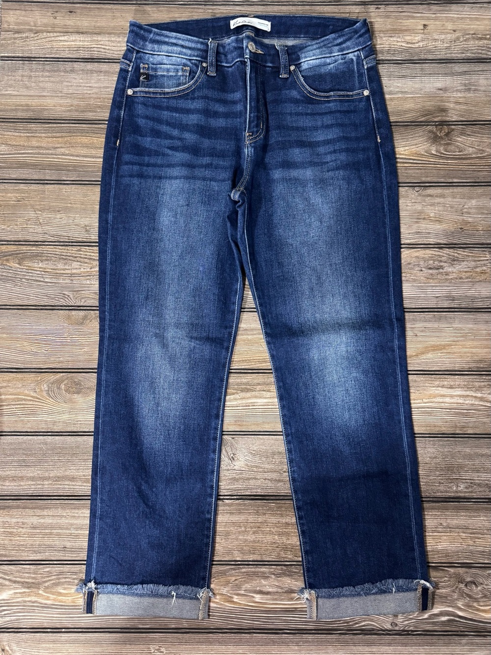 KanCan Dark Blue Ankle Crop Straight Jeans